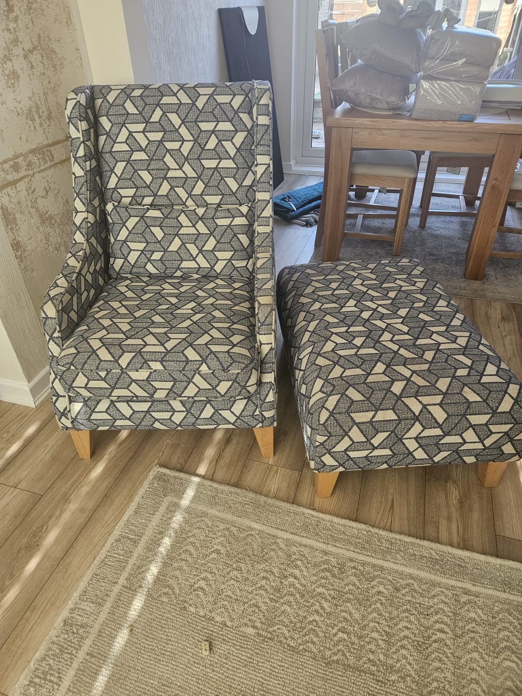 Armchair with stool